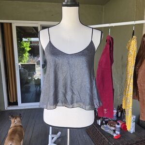 Tobi Black Metallic Sheer Camisole Top Size S Layered Flowy Tank